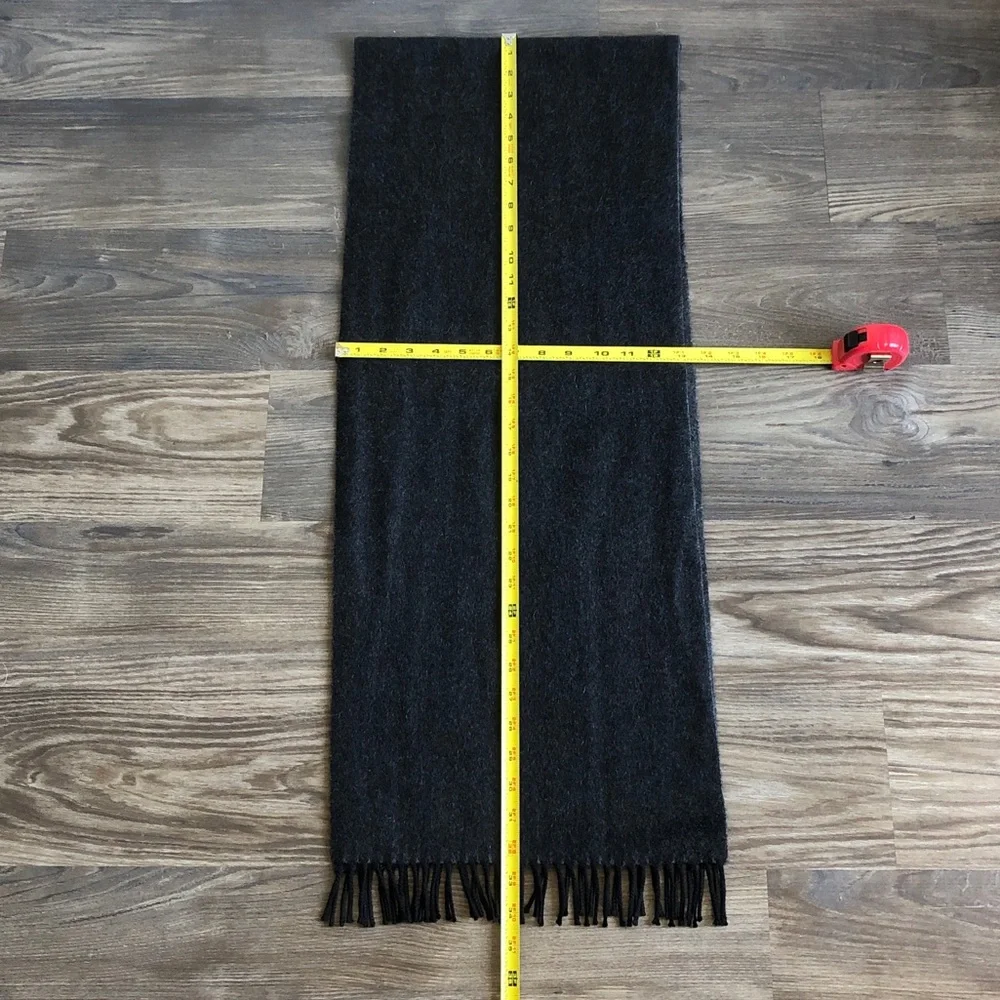 Red Envelope Cashmere Scarf Black Grey Fringe Lightweight